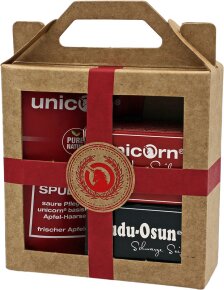 Unicorn Geschenk-Set mini-Apfel Haarseife 16g + sauer Spülung 10ml + Dudu Osun CLASSIC 25g rot