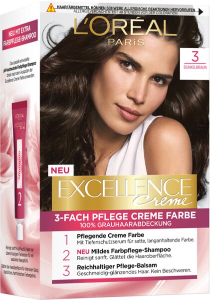 3600523714544 - LOré al Paris Excellence Creme 3 Dunkelbraun Coloration 1Stk