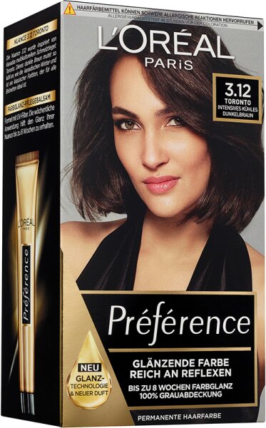 3600523776337 - L’Oréal Paris Haarfarben Préférence Preference Glänzende Farbe 312 Toronto Intensives Kühles Dunkelbraun 1 Stk