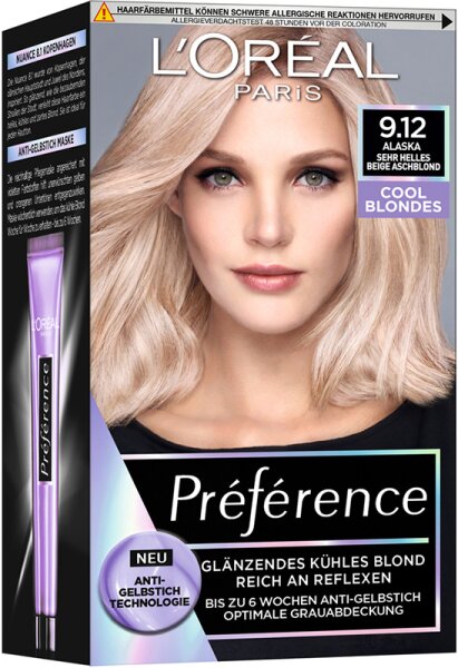 3600523947133 - L’Oréal Paris Haarfarben Préférence Sehr Helles Beige Aschblond Coloration Cool Blondes 912 Alaska 1 Stk