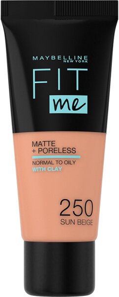 Maybelline New York Fit Me! Matte + Poreless Make-Up 250 Sun Beige Foundation (fl&uuml;ssig) 30ml