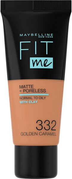 Maybelline New York Fit Me! Matte + Poreless Make-Up 332 Golden Caramel Foundation (fl&uuml;ssig) 30ml