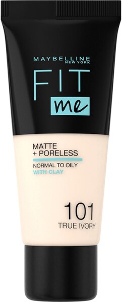 Maybelline New York Fit Me! Matte + Poreless Make-Up 101 True Ivory Foundation (fl&uuml;ssig) 30ml