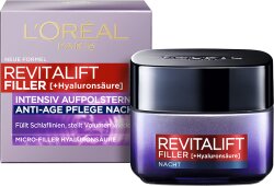 L'Oréal Paris RevitaLift Filler [+Hyaluronsäure] Intensiv Aufpolsternde Anti-Age Pflege Nacht Nachtcreme 50ml