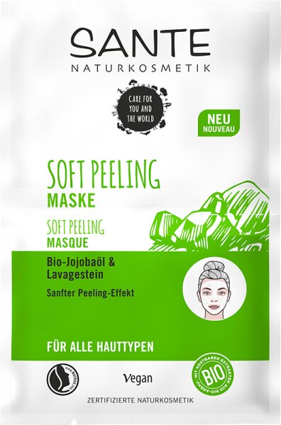 Soft Peeling 8ml Gesichtsmaske & Bio-Jojobaöl Maske Lavagestein Sante