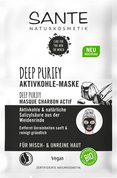 natürliche Maske aus Purify der Salizylsäure & Deep Aktivkohle Sante