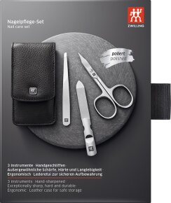 ZWILLING Beauty Druckknopf-Etui, Rindleder, schwarz, 3-tlg.