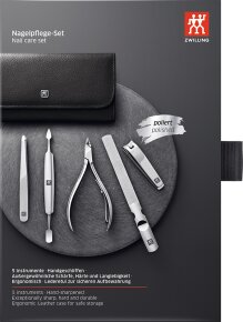 ZWILLING Beauty Druckknopf-Etui, Rindleder, schwarz, 5-tlg.