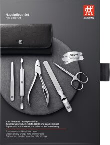 ZWILLING Beauty Druckknopf-Etui, Rindleder, schwarz, 5-tlg.