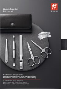 ZWILLING Beauty Druckknopf-Etui, Rindleder, schwarz, 5-tlg.