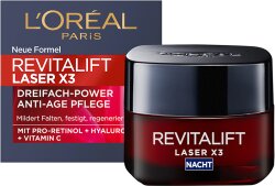 L'Oréal Paris RevitaLift Laser X3 Dreifach-Power Anti-Age Pflege Nacht Gesichtscreme 50ml