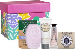 L'Occitane Geschenkset Sanfte Routine = Aromachologie S.B.Festes Shampoo 60 ml + Kirschblüte Handcreme 10 ml + Mandel Körpercreme 20 ml + Shea Seife Milch 50 g 4 Artikel im Set