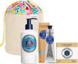 L'Occitane Shea Geschenkset Reichhaltige Routine = Reichhaltige Körpermilch 250 ml + Handcreme 75 ml + Seife Milch 100 g 3 Artikel im Set