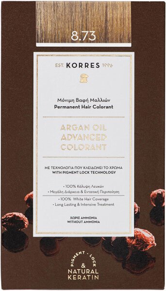 Korres Argan Oil Hochentwickelte Haarcoloration Golden Caramel 8.73 75+50+20ml
