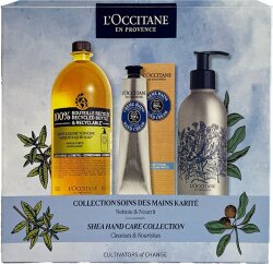 L'Occitane Shea Handpflege Set = Öko-Nachfüllpackung Shea Flüssigseife Verbene 500 ml + Handcreme 75 ml - 1 Forever Bottle 250 ml 3 Artikel im Set