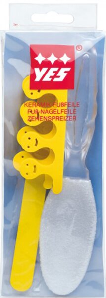 4031683069714 - ERBE Yes Pedicure Pedi Care Set 1 Keramikfeile + 2 Zehenspreizer + 1 Profi-Feile 1 Stk