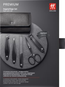 ZWILLING Beauty Nagelpflege Set Leder schwarz 5-teilig mit Nagelknipser 1 Stk.