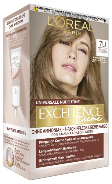 L'Or&eacute;al Paris Excellence Creme Universale Nude-T&ouml;ne 7U Mittelblond Coloration 1Stk