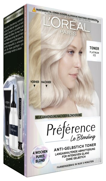 L'Or&eacute;al Paris Pr&eacute;f&eacute;rence Le Blonding Toner 01 Platinum Ice Coloration 1Stk