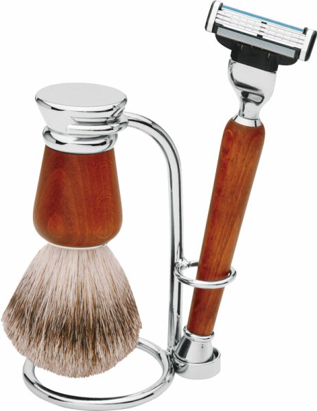 Erbe Shaving Shop Rasierset dreiteilig, Palisanderholz, Mach Gillette