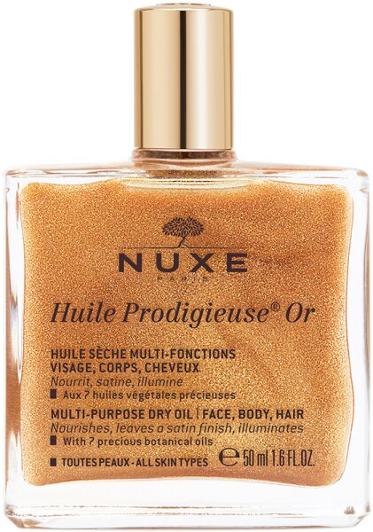 3264680009785 - Nuxe Huile Prodigieuse®  OR Multifunktions-Trockenö l mit Schimmer-Effekt fü r Gesicht Kö rper und Haar 50 ml