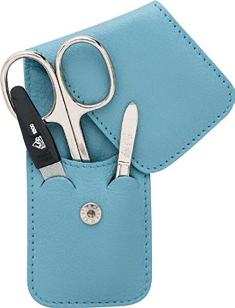 Erbe Collection dreiteiliges Manicure Set im Leder-Etui rot