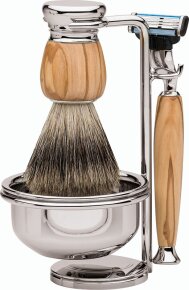 Erbe Shaving Shop Premium Design Mach3 Olivenholz Dachshaar MILANO 